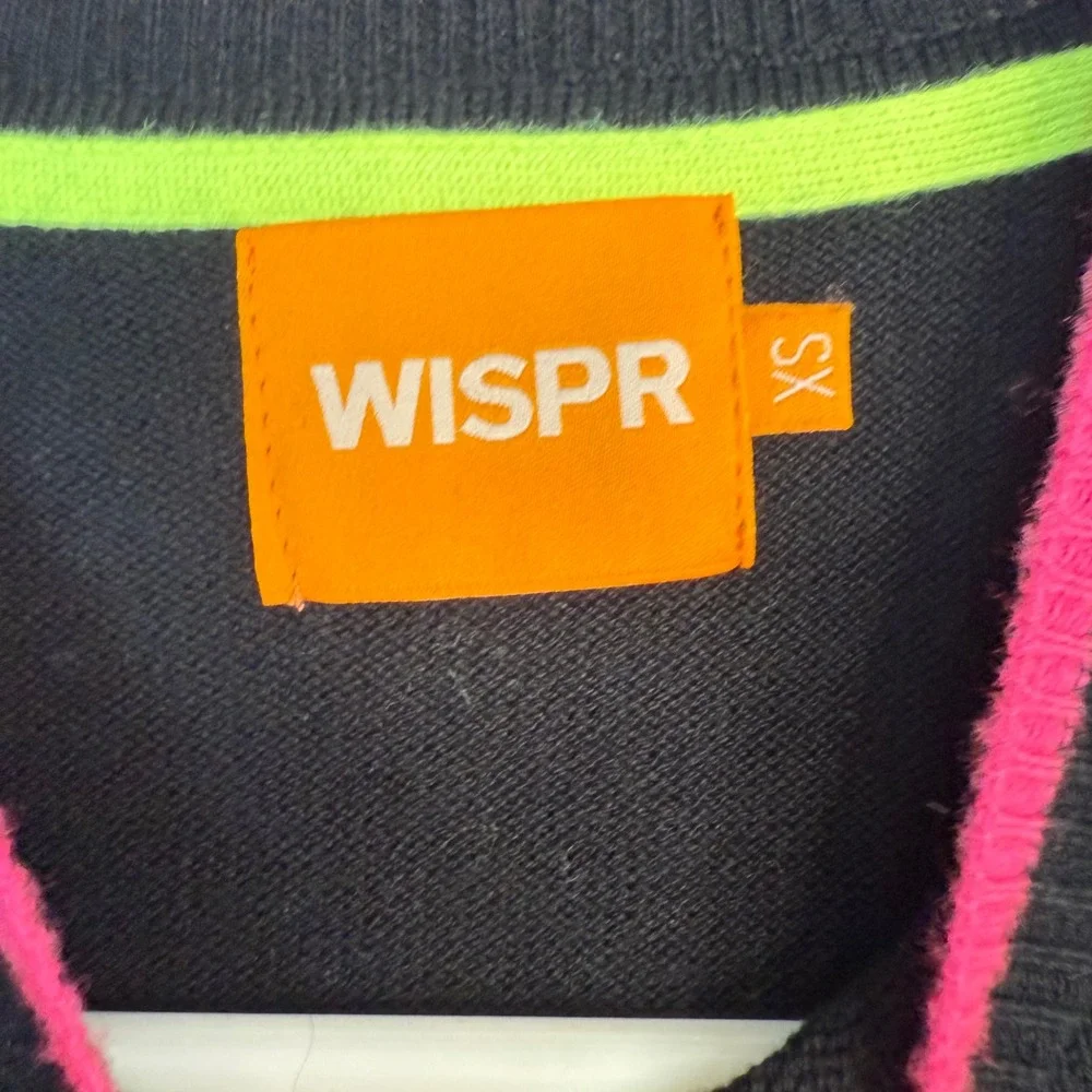 WISPR by Brodie BLACK Sweater with Neon Pink and Yellow Hearts Size XS